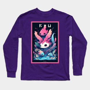 Cute Axolotl Anime Art Design | Cute Animals | Axolotl Hentaii Chibi Kawaii Design Long Sleeve T-Shirt